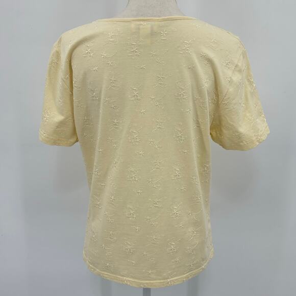 Talbots Yellow Embroidered T-Shirt Size Large Casual Minimalist Streetwear - Picture 2 of 12